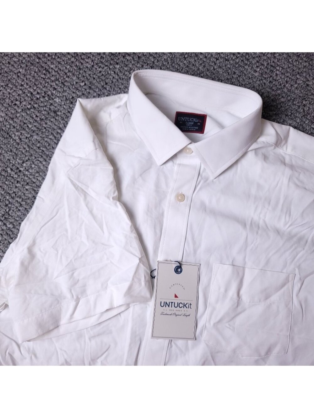 UNTUCKit Gironde Shirt Mens L Large Slim White Button Short Sleeve Nylon